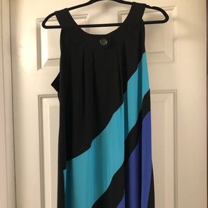 Slinky color blocked dress with tie back